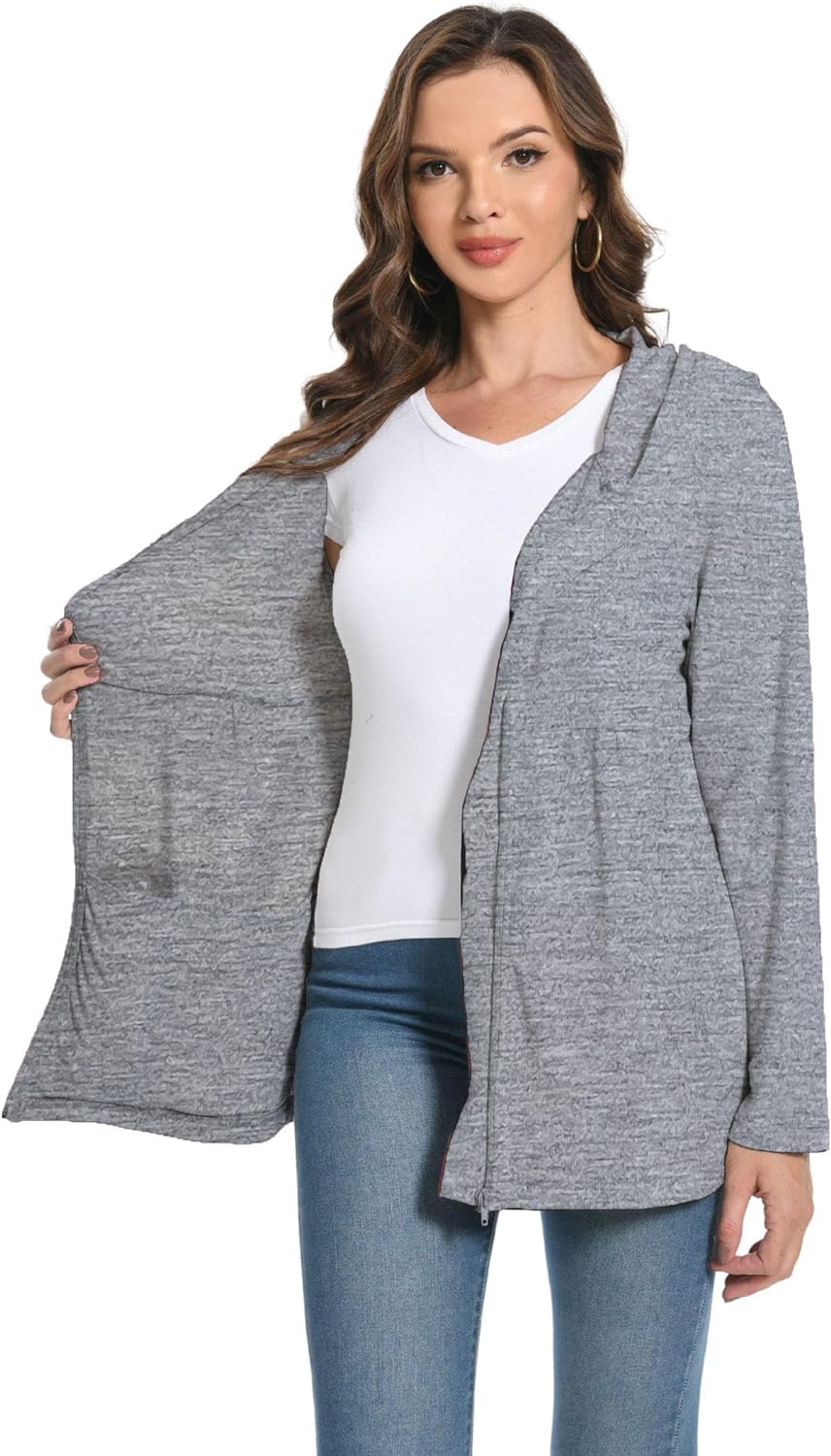 Post Mastectomy Shirts with Drain Pockets Breast Recovery Must Haves Soft Comfortable Long Sleeve Zip Up Hoodies