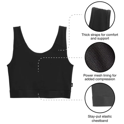 Compression Bra, Chest Binder Alternative, Wireless Full Coverage Medium Support Top, Athletic Sports Bra