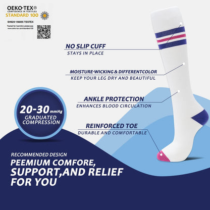 Compression Socks for Men & Women 20-30 mmHg Knee High 8 pairs