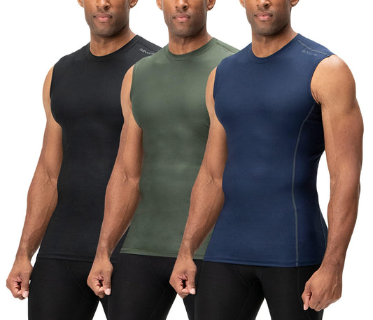 Men's Athletic Compression Shirts Sleeveless 3 pack