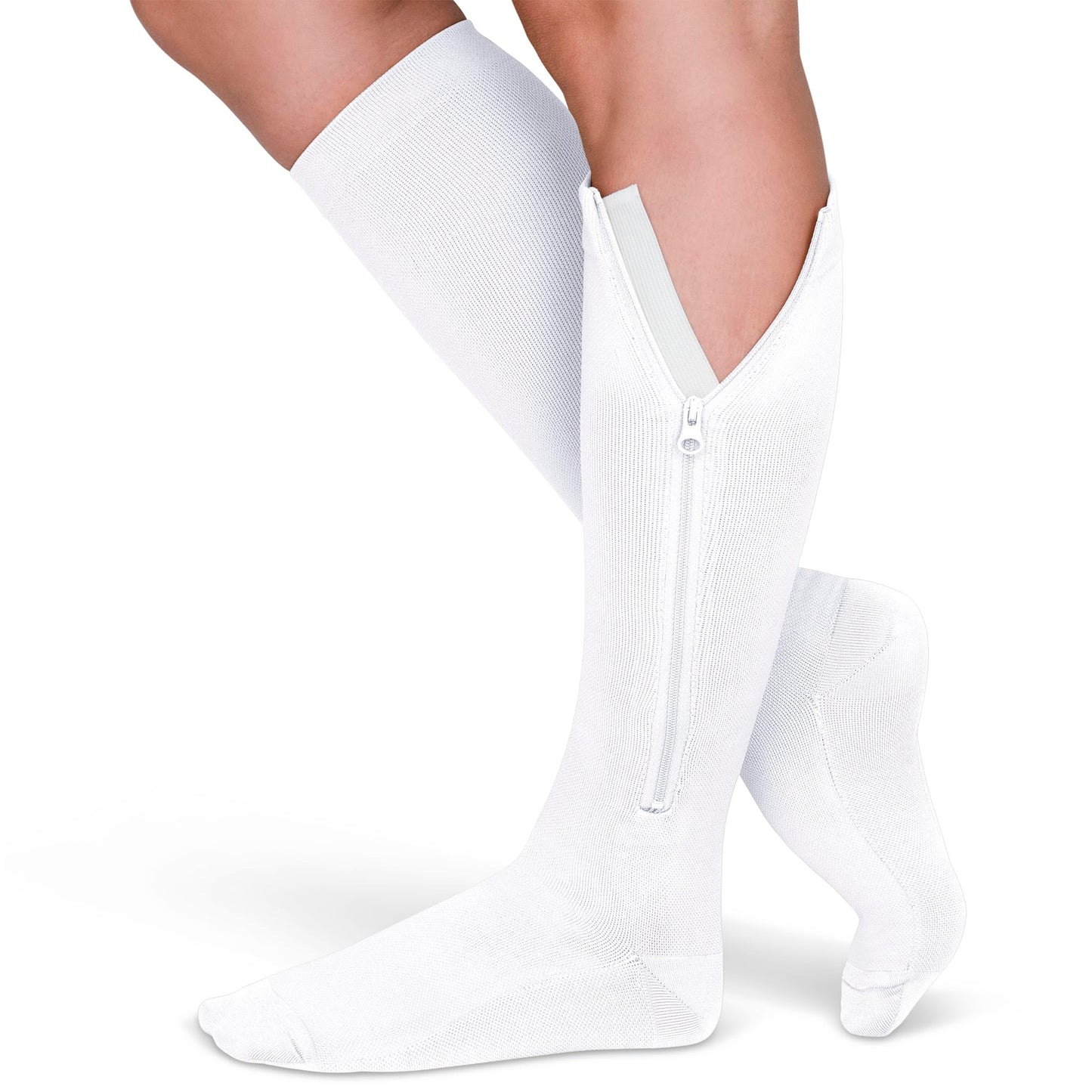 Zipper Compression Socks for Men & Women, 20-30mmHg Closed Toe Graduated Zippered Compression Stocking