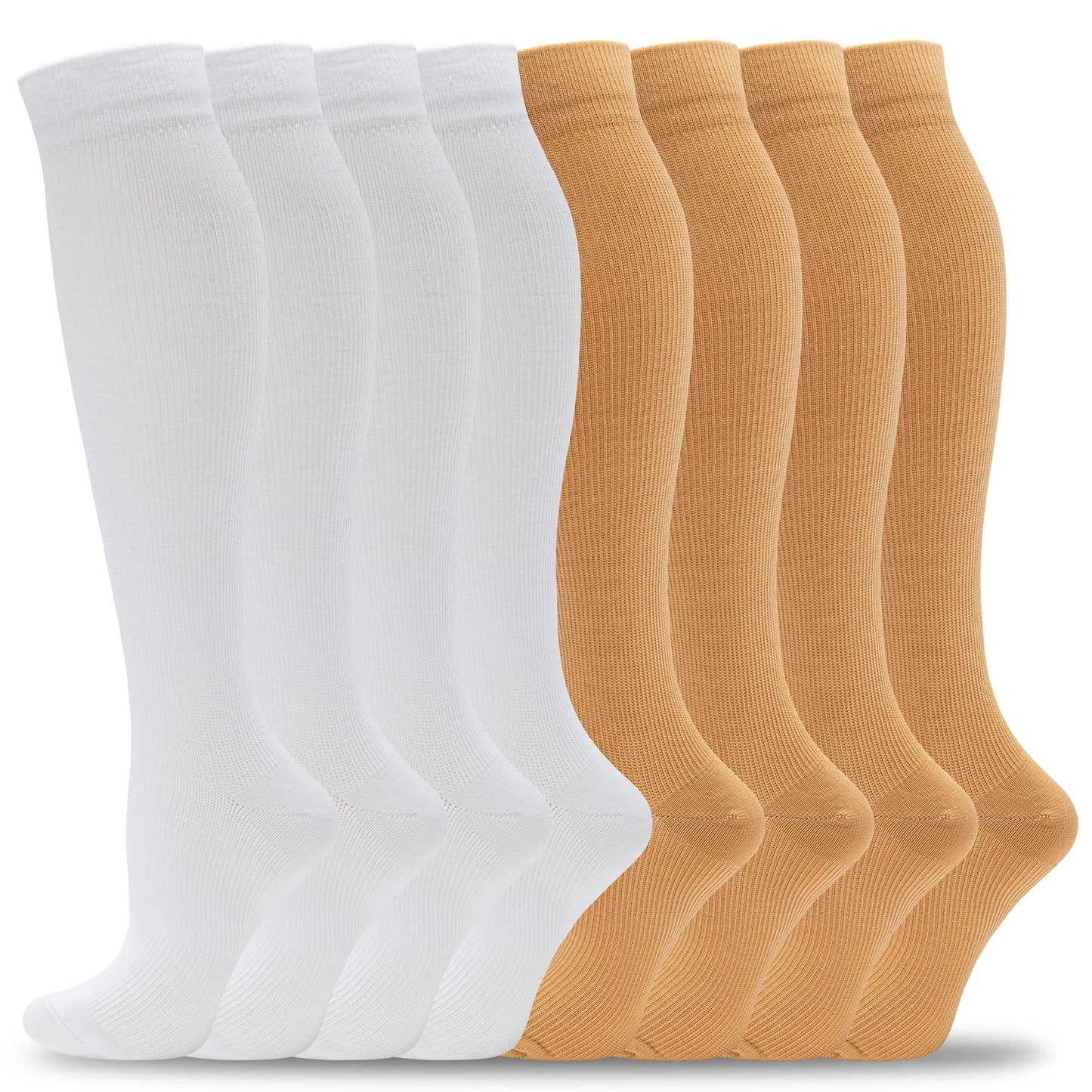 Compression Socks for Men & Women 20-30 mmHg Knee High 8 pairs