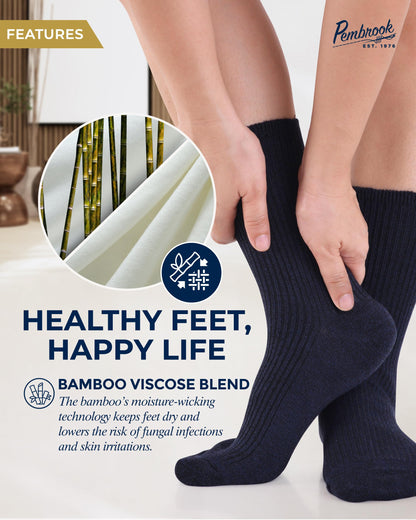 Ribbed Knit Bamboo Viscose Diabetic Socks for Women - 6 Pairs