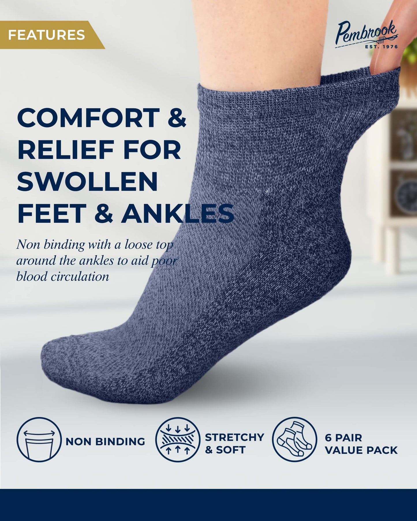 Ankle Diabetic Socks for Men & Women 6 Pairs