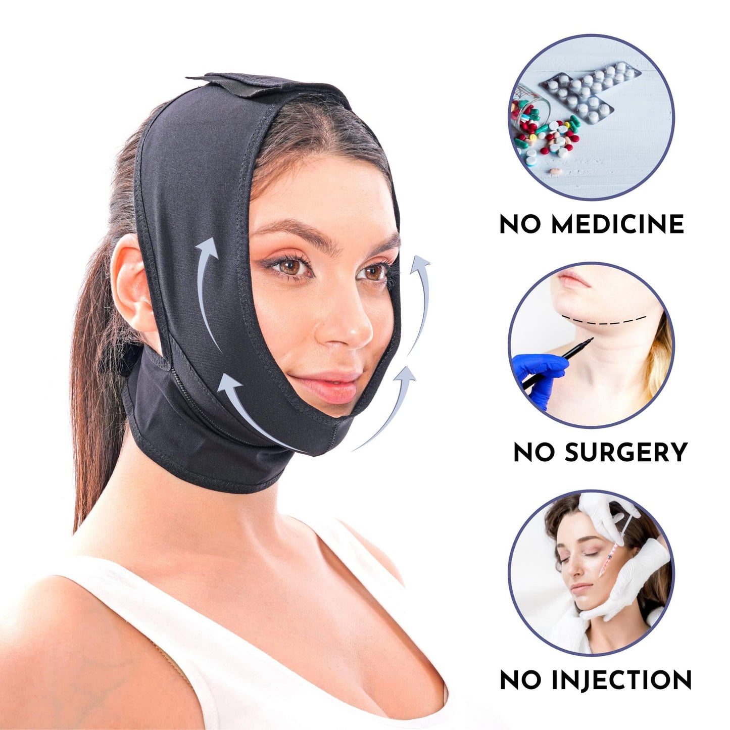 Post Surgery Facial Compression Neck Coverage Chin Strap, V-Shaped