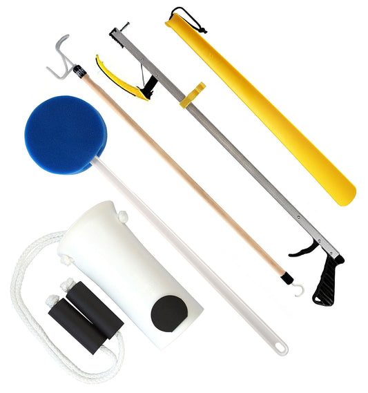 Hip Replacement, Knee or Back Surgery Recovery Kit, Mobility Tool for Moving and Dressing (26 Inch Reacher)