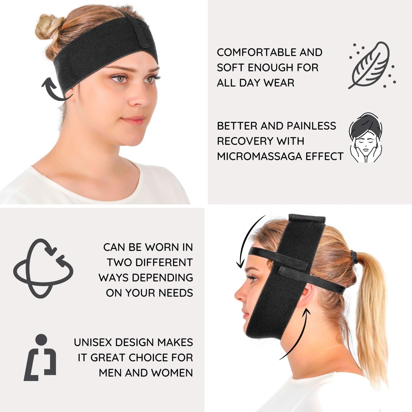 Post Surgery Facial Compression Garment Chin Strap Band, Double Chin Face Wrap