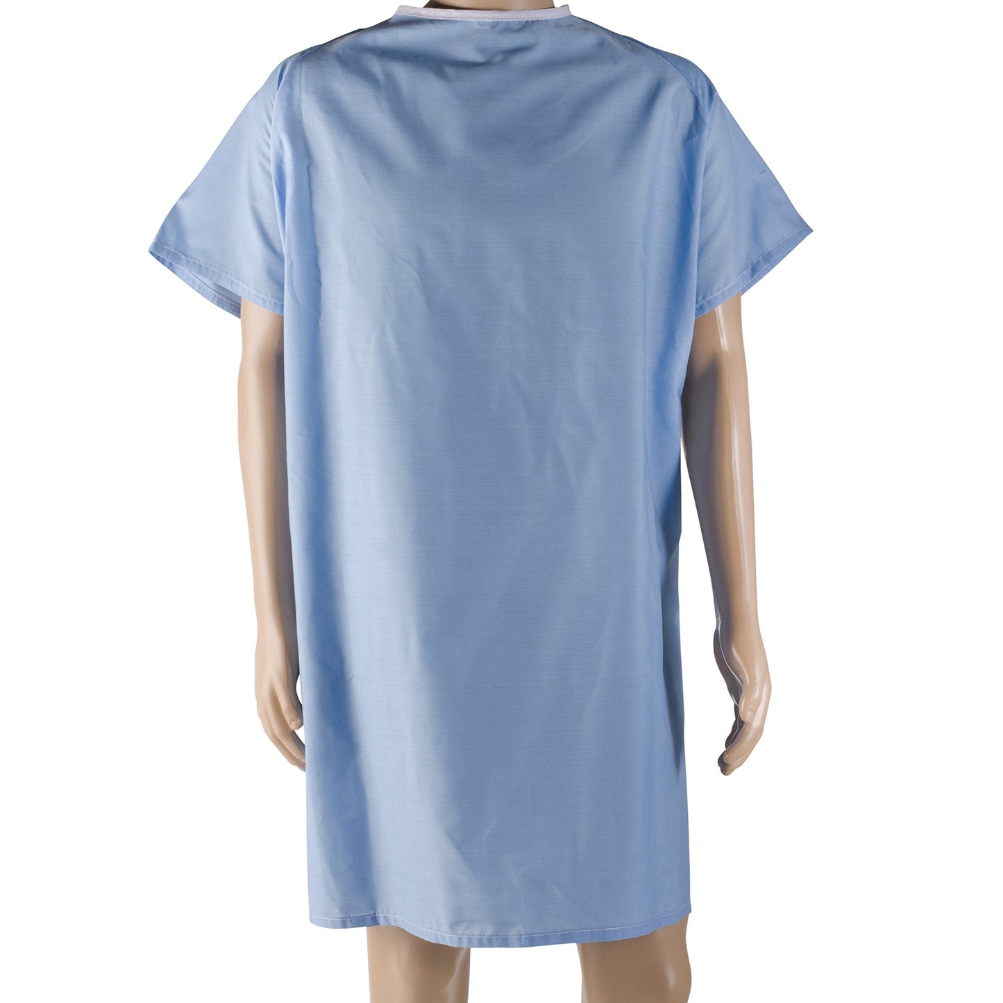 Hospital Patient Gown for Women or Men, Back and Shoulder Snap, 36" Long, Blue