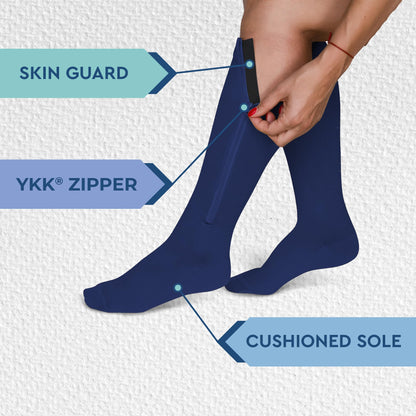 Zipper Compression Socks for Men & Women, 20-30mmHg Closed Toe Graduated Zippered Compression Stocking