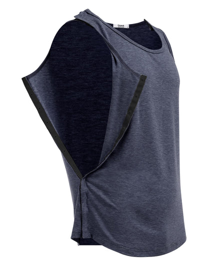 Post Shoulder Surgery Shirts for Men Tearaway Snap Tank Tops After Rotator Cuff Recovery Adaptive Clothing Chemo Port Clothes