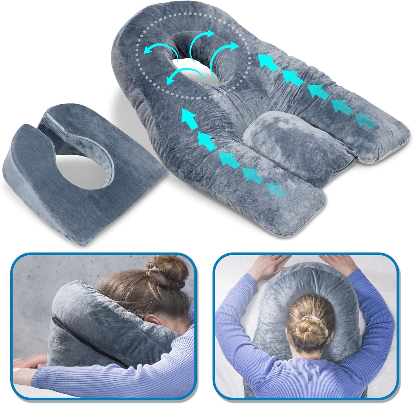 Face Down Pillow, Prone Pillow for Vitrectomy or Retinal Surgery  with Shredded Memory Foam