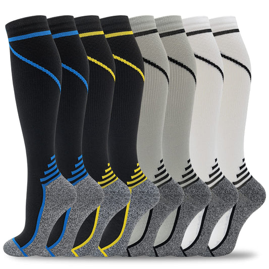 Compression Socks for Men & Women 20-30 mmHg Knee High 8 pairs